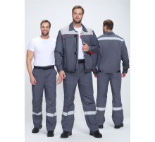 Костюм Фаворит-1 Премиум СОП (тк.Смесовая,240) брюки, т.серый/серый/красный