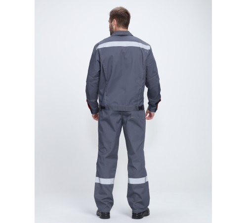 Костюм Фаворит-1 Премиум СОП (тк.Смесовая,240) брюки, т.серый/серый/красный