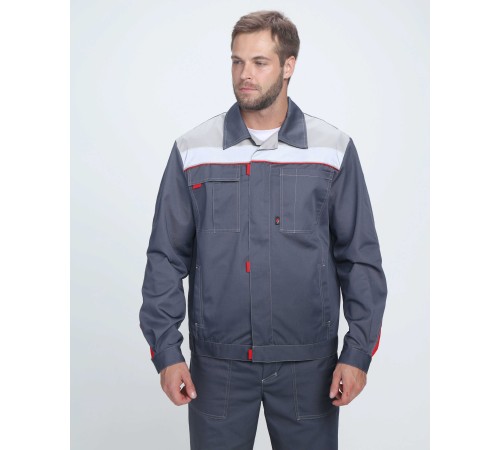 Костюм Фаворит-1 Премиум СОП (тк.Смесовая,240) брюки, т.серый/серый/красный