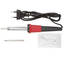 Паяльник 220 В, пластиковая ручка, доп-но подставка для паяльника и два сменных жала, D=4,8 мм, 40 Вт КУРС