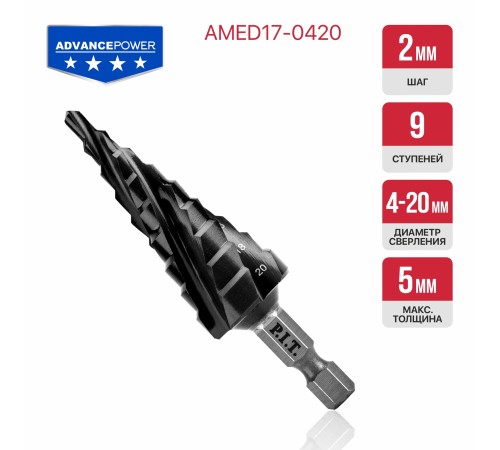 Сверло по металлу ступенчатое P.I.T. AMED17-0420