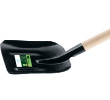 Лопата совковая, 220х260х1400 мм, ребра жесткости, деревянный черенок, Россия Сибртех