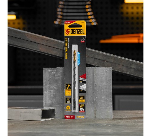 Сверло спиральное по металлу 6 х 139 мм, Р6М5, Golden Tip, удлиненное Denzel