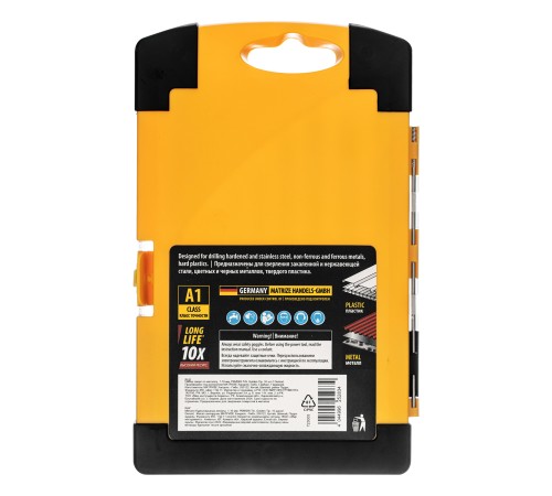 Набор сверл по металлу, 1-10 мм, Р6М5К8-TiN, Golden Tip, 10 шт Denzel