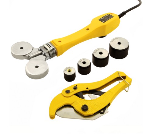 Аппарат для сварки пластиковых труб DWP-750, 750 Вт, 0-300 град, 4 насадки, 20-40 мм Denzel