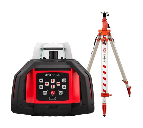 Комплект: ротационный нивелир RGK SP-612 + элевационный штатив RGK SH-340
