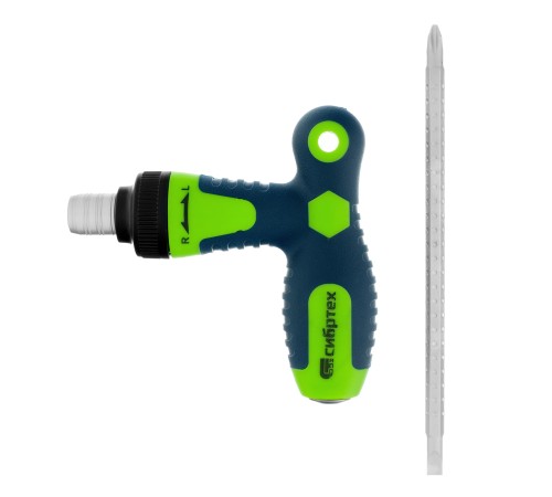 Отвертка реверсивная Т-образная комбинированная PH2/SL6, CrV Сибртех