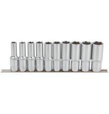 Головки торц. удлиненные 6-гранные, на метал. планке, набор 10 шт., 1/2" (10-11-12-13-14-15-17-19-20-22 мм) FIT IT