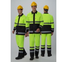 Костюм Дорожник (тк.Смесовая,210) п/к, лимонный/черный