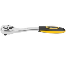 Вороток (трещотка) CrV, черно-желтая прорезиненная ручка, Профи 3/8", 72 зубца FIT IT