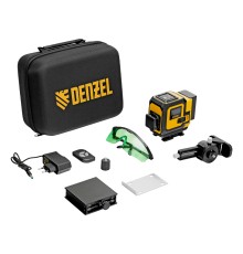 Лазерный уровень мультипризменный DLV-360-3C, 30 м, зеленый луч, Li-Ion 2,4 Aч, кейс Denzel