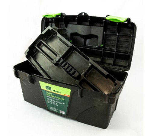Ящик для инструмента, 410 х 215 х 197 мм, 16", пластик Сибртех