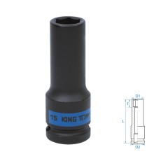 Головка торцевая ударная глубокая шестигранная 1/2", 15 мм KING TONY 443515M
