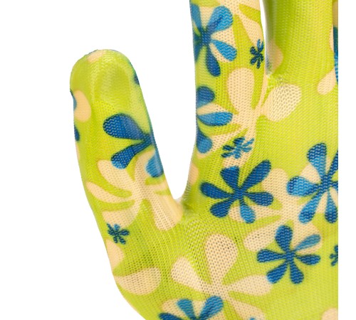 Перчатки садовые из полиэстера с нитрильным обливом, зеленые, M Palisad