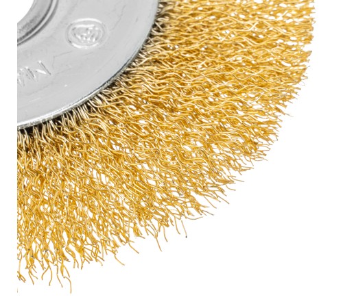Щетка для УШМ, 125 мм, посадка 22.2 мм, плоская, латунированная витая проволока Matrix
