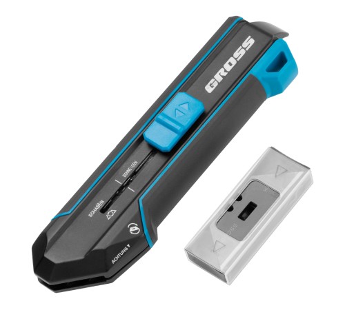 Нож-скребок выдвижной, 19мм, сменное лезвие, SK2, 5 запас. лезвий, алюмин. корпус GROSS