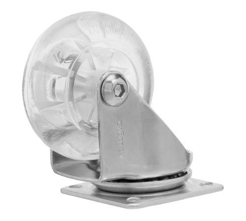 Колесо ПУ прозрачное поворотное d-50 мм, крепление платформенное Сибртех