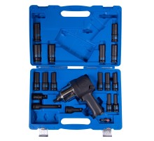 Гайковерт пневматический ударный 1/2", 881 Нм, с комплектом головок, 19 предметов KING TONY 44108AMP01