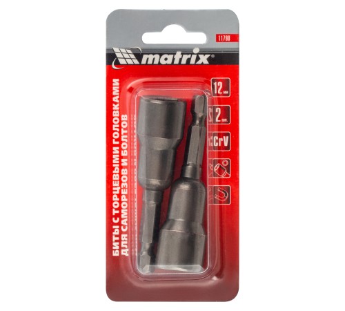 Биты с торцевыми головками 12 мм, 65 мм, 2 шт. Matrix Биты с торцевыми головками 12 мм, 65 мм, 2 шт. Matrix