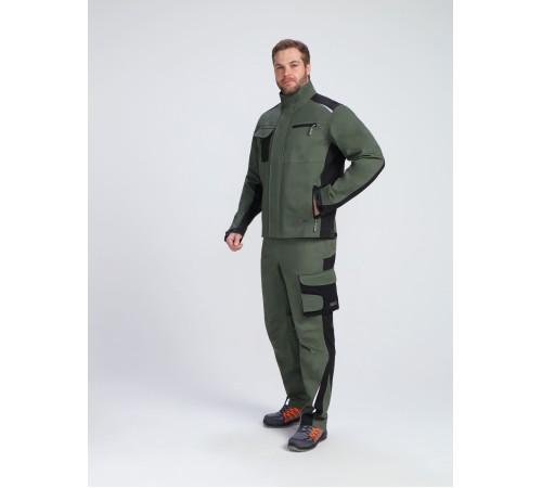 Костюм ProfLineLeader-1 (тк.Хлопок/Спандекс,260) брюки, хаки/черный