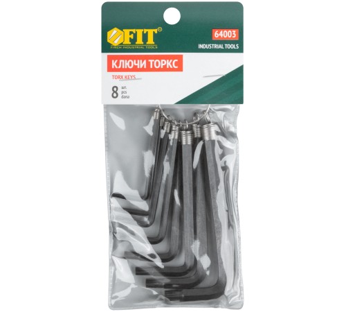 Ключи TORX 8 шт. CrV Т9-Т40 на кольце FIT IT Ключи TORX 8 шт. CrV Т9-Т40 на кольце FIT IT