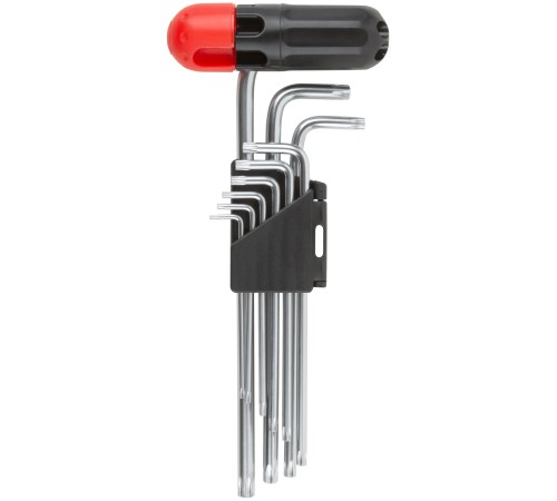 Ключи TORX 9 шт. CrV Т10-Т50, с отверстием, длинные, с пласт.Т-обр.ручкой, Профи FIT IT Ключи TORX 9 шт. CrV Т10-Т50, с отверстием, длинные, с пласт.Т-обр.ручкой, Профи FIT IT
