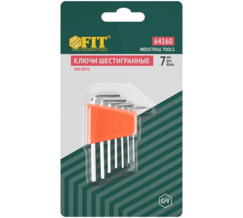 Ключи шестигранные HEX CrV 7 шт.( 0,7-3,0 мм ),пластиковый держатель FIT IT Ключи шестигранные HEX CrV 7 шт.( 0,7-3,0 мм ),пластиковый держатель FIT IT