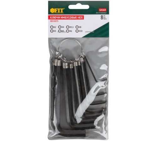 Ключи шестигранные HEX на кольце 8 шт.( 2-10 мм ) FIT DIY Ключи шестигранные HEX на кольце 8 шт.( 2-10 мм ) FIT DIY