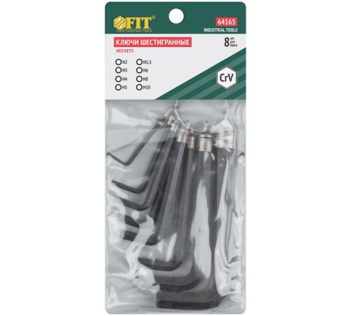 Ключи шестигранные HEX на кольце CrV 8 шт.( 2-10 мм ) FIT IT Ключи шестигранные HEX на кольце CrV 8 шт.( 2-10 мм ) FIT IT