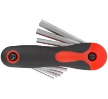 Ключи шестигранные HEX CrV 8 шт.( 1,5-8 мм ) складные, прорезиненный держатель FIT IT Ключи шестигранные HEX CrV 8 шт.( 1,5-8 мм ) складные, прорезиненный держатель FIT IT
