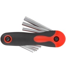 Ключи шестигранные HEX CrV 8 шт.( 1,5-8 мм ) складные, прорезиненный держатель FIT IT Ключи шестигранные HEX CrV 8 шт.( 1,5-8 мм ) складные, прорезиненный держатель FIT IT