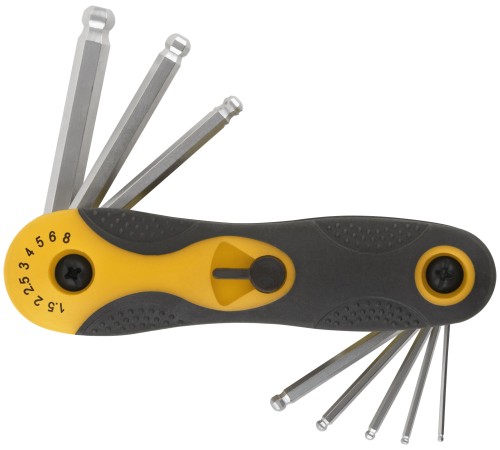 Ключи шестигранные с шаром CrV 8 шт. (1,5-8 мм) складные FIT IT Ключи шестигранные с шаром CrV 8 шт. (1,5-8 мм) складные FIT IT