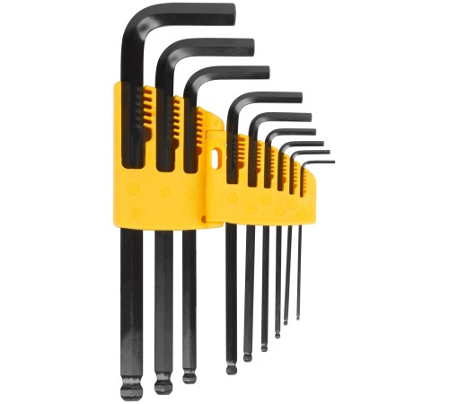 Ключи шестигранные HEX средние с шаром CrV  9 шт.( 1,5-10 мм ) FIT IT Ключи шестигранные HEX средние с шаром CrV  9 шт.( 1,5-10 мм ) FIT IT