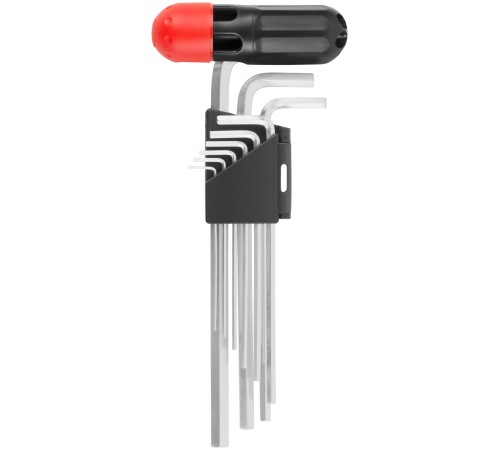 Ключи шестигранные HEX длинные CrV  9 шт.( 1,5-10 мм ), пластиковая Т-обр.ручка FIT IT Ключи шестигранные HEX длинные CrV  9 шт.( 1,5-10 мм ), пластиковая Т-обр.ручка FIT IT