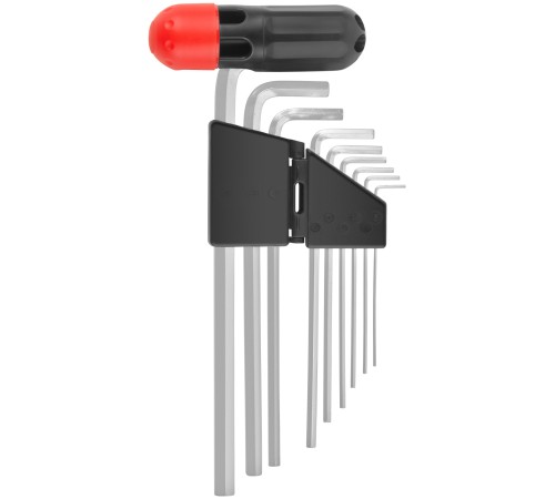 Ключи шестигранные HEX длинные CrV  9 шт.( 1,5-10 мм ), пластиковая Т-обр.ручка FIT IT Ключи шестигранные HEX длинные CrV  9 шт.( 1,5-10 мм ), пластиковая Т-обр.ручка FIT IT