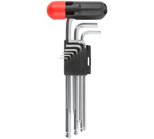 Ключи шестигранные HEX длинные c шаром CrV  9 шт.(1,5-10 мм ), пластиковая Т-обр.ручка FIT IT Ключи шестигранные HEX длинные c шаром CrV  9 шт.(1,5-10 мм ), пластиковая Т-обр.ручка FIT IT