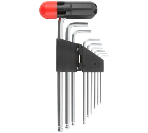 Ключи шестигранные HEX длинные c шаром CrV  9 шт.(1,5-10 мм ), пластиковая Т-обр.ручка FIT IT Ключи шестигранные HEX длинные c шаром CrV  9 шт.(1,5-10 мм ), пластиковая Т-обр.ручка FIT IT