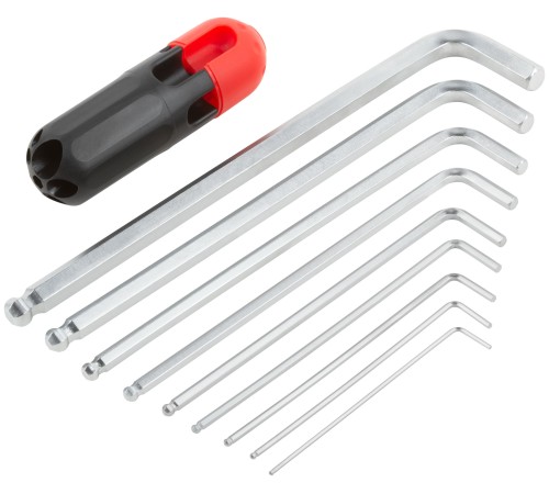 Ключи шестигранные HEX длинные c шаром CrV  9 шт.(1,5-10 мм ), пластиковая Т-обр.ручка FIT IT Ключи шестигранные HEX длинные c шаром CrV  9 шт.(1,5-10 мм ), пластиковая Т-обр.ручка FIT IT