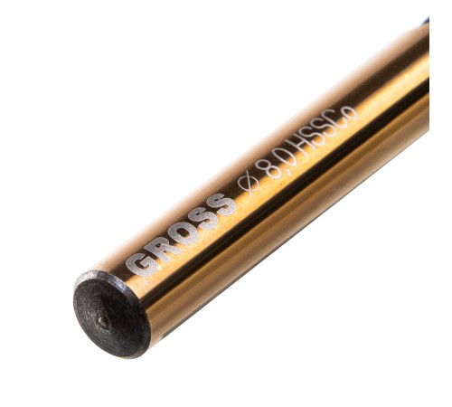 Сверло спиральное по металлу, 8 мм, HSS-Co Gross