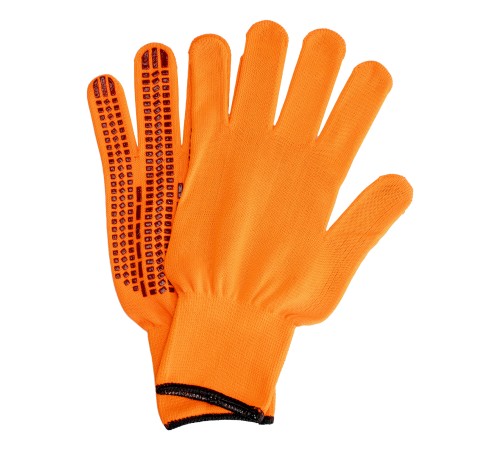 Перчатки трикотажные, синтетическая нить, ПВХ-гель точка, цвет: оранжевый, L, 13 класс Сибртех