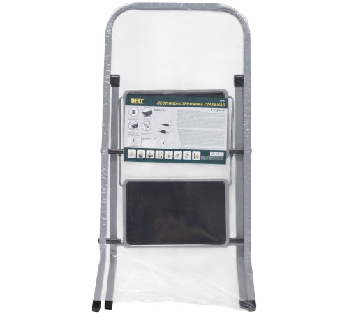 Лестница-стремянка стальная, 2 широкие ступени,  Н=88 см, вес 3,7 кг FIT РОС