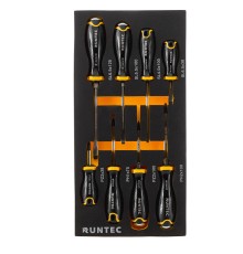 RUNTEC RT-SDE8S Набор усиленных и стандартных отверток RUNTEC CrV, S2 в ложементе EVA, 8 предметов