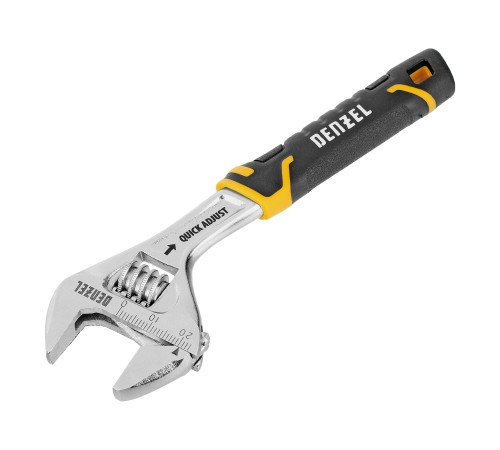 Ключ разводной, 150 мм (раскрытие до 23 мм), CrV, с быстрым сбросом, кованый, TPR рукоятка Denzel
