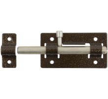 Задвижка накладная усиленная для дверей, круглый ригель, бронза РОС