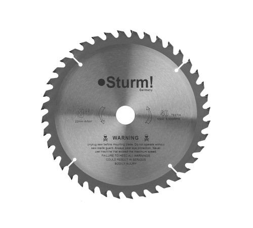 Пильный диск, размер:200x22-40, ТВЕРДОСПЛАВНАЯ ПЛАСТИНА ВК8, Sturm! (рус)
