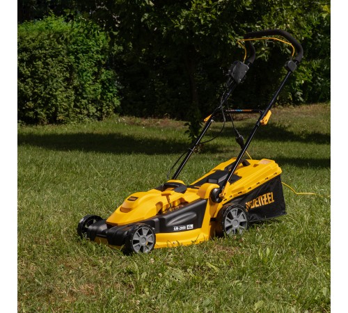 Газонокосилка электрическая GM-2000, 2000 Вт, ширина 43 см, 6 уровней, травосборник 45 л. Denzel
