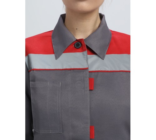 Костюм женский Весна-1 СОП NEW (тк.Смесовая,210) брюки, т.серый/красный Костюм женский Весна-1 СОП NEW (тк.Смесовая,210) брюки, т.серый/красный