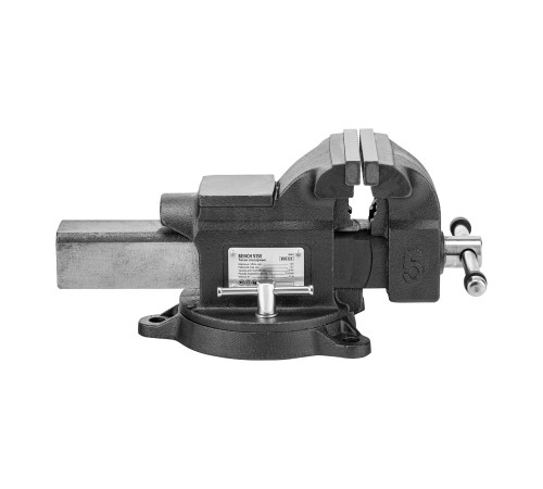 Тиски слесарные BVH-125, 125 мм, поворотные, стальная направляющая, с наковальней //Denzel