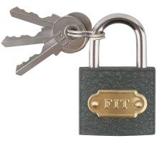 Замок навесной железный 32х28 мм, стальная дужка  5 мм FIT DIY Замок навесной железный 32х28 мм, стальная дужка  5 мм FIT DIY