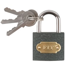 Замок навесной железный 32х28 мм, стальная дужка  5 мм FIT DIY Замок навесной железный 32х28 мм, стальная дужка  5 мм FIT DIY